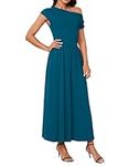 GRACE KARIN Womens Summer Ocassion Dresses One-Shoulder Wedding Guest Maxi Dress Blue Green 2XL