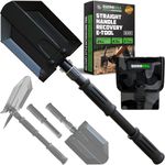 Rhino USA Survival Shovel w/Pick - Heavy Duty Carbon Steel Military Style Entrenching Tool for Off Road, Camping, Gardening, Beach, Digging Dirt, Sand, Mud & Snow (Recovery Shovel)