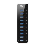 QZ Active Powered USB Hub, 10 Port USB Hub with 12V 5A 60W Power Adapter, USB 3.1 Gen 1