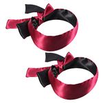 2 Pack Satin Blindfold Eye Covers, Silk Eye Masks Soft Blind Folds for Sleeping, Games, Travel (Black/Wine Red)