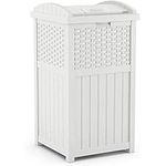 Suncast Corporation GHW1732WH Can Resin Outdoor Trash Hideaway with Lid-Use in Backyard, Deck, or Patio-White