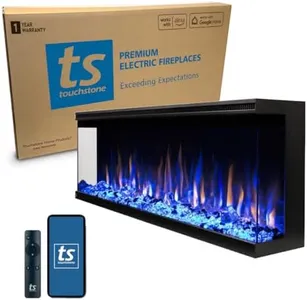 Touchstone Sideline Infinity 3-Sided Smart 50" WiFi-Enabled Electric Fireplace - 80045 - Built-in - 60 Color Combinations - 1,500W Heater- Black - Log & Crystals