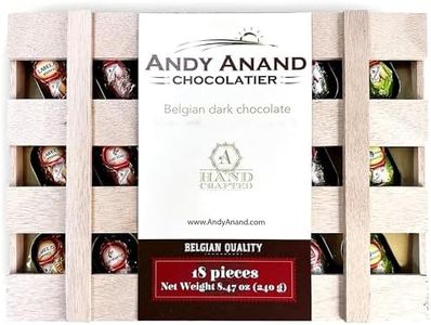 Andy Anand Chocolatier European liqueur Flavored Dark Chocolate Bottles - Filled with Top-Shelf Liquor, Gluten Free Assorted Liquor Flavors, Liqueur Center Filled Chocolate in Wooden Gift Box (18Pcs)