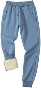 Gihuo Men's Winter Fleece Pants Sherpa Lined Sweatpants Athletic Running Sweatpants Ribbed Leg Comfy Warm Jogger Pants(Blue-S)