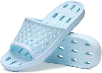 Litfun Shower Shoes for Women Non-Slip Quick Dry Shower Slippers Lightweight Pool Sandals with Drain Holes for College Dorm, Beach, Bathroom & Gym, Light Blue 36