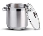 Stainless Steel Stock Pot with Vented Glass Lids, Deep Soup Pot, Two Tone Silver Pot, Induction Friendly Base (28 Diameter - 16 Litre)