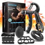 NIYIKOW Grip Strength Trainer Kit with Counter (5 Pack), Counting Grip Strength, Adjustable Hand Grip Strengthener, Finger Trainer, Finger Exerciser, Grip Ring & Stress Relief Grip Ball with Carry Bag