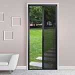 ROOMNEST No-Drilling Retractable Screen Door, Folding Door with Aluminum Frame and Durable Mesh, Keeps Bugs Out, for Single or Double Door Customize Size(Black）