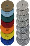 Konfor Diamond Polishing Pads Wet Buffing 5 Inch Disc for Sanding Marble Granite Countertop Stone 7 Pieces Set