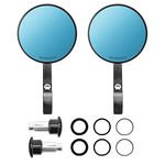 kemimoto Motorcycle Handlebar Bar End Mirrors Rearview Mirror Universal 7/8" Handle Round