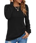 YSYOKOW Women Long Sleeve Shirts Casual Tops Dressy Blouses Fashion Pleated Tunic(Black, Small)