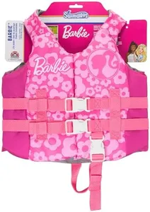SwimWays Barbie Swim Trainer Life Jacket, US Coast Guard Approved Life Vest Kids Swim Vest, Pool Floats & Life Jackets for Kids 33-55 lbs