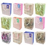 Asian Hobby Crafts Gift Paper Bags, Pack Of 12 Pieces, Paper Bags For Return Gifts Party Favor, Festival, Wedding, Birthday, Baby Shower, Anniversary, Gift Bag Size: 9 X 7 X 4 Inch - Multicolor