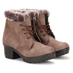 Commander shoes High Ankle Fur Boots for Girls and Women (36, Brown, 807)