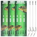 Carp Fishing Hair Rigs Kit - 18pcs Boilies Carp Rigs Carp Hooks Braided Thread Boilies Hair Rigs for Carp Fishing Braid Thread Line with 3 Extender Boilie Bait Stops and Stringer Needle