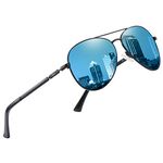 DUCO Classic Polarised Mirrored Pilot Sunglasses Mens Womens Vintage Polarized Sun Glasses Designer Shades 3025K (Black,Blue)