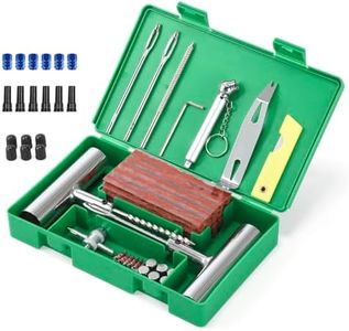 SHYOSUCCE kit de réparation de pneus, 71 pièces kit de réparation de pneus Heavy Duty Flat kit de réparation avec testeur de Pression des pneus et Gants pour Voiture, Moto, VTT, Jeep, Camion