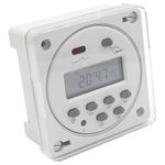 Heschen Digital LCD Power Weekly Programmable Timer Relay Switch, CN101A, DC 24V, 16Amp, SPST, with Waterproof Cover White