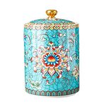 Bicuzat Enamel Ceramic Tea Caddy Tea Canister Tea Storage Container Tins Jar with Airtight Lid Water-proof Tank for Tea, Coffee, Herb, Sugar, Spice, Nuts