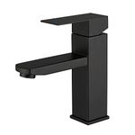 Monyhomy Black Bathroom Faucet, Single Handle Bathroom Sink Faucet, Stainless Steel Mixer Tap, Single Hole RV Lavatory Vanity Faucet, Matte Black Vessel Faucet