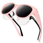 URUMQI Fit Over Glasses Sunglasses for Women, Trendy 2024 Round Cat Eye Sun Shades, TAC Lens Polarized UV Protection