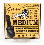 Bray Medium Bronze Wound Acoustic Guitar Strings (13-54) Perfect For Gibson, Ibanez, Tanglewood, Yamaha & Fender Acoustic Guitars