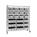 Seville Classics Heavy Duty NSF Bin Rack Solid Steel Wire Shelving Storage Unit, Patented Organizer for Garage, Warehouse, Office, Restaurant, Classroom, Kitchen, Gray, Includes 21 Bins