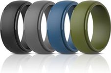 ThunderFit Silicone Rings for Men, Stepped Edge Rubber Wedding Bands - 1/4 Variety Multipack