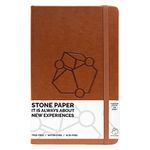 Pictostone Stone Paper Ruled (Lined) Executive Notebook, Brown Hardcover with Leather Feel- Size 5" x 8.25" (13 cm x 21 cm), 208 Pages (Brown)