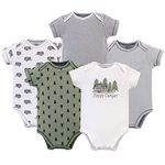 Touched by Nature Unisex Baby Organic Cotton Bodysuits, Happy Camper, 0-3 Months