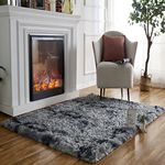 Obundi Tie-Dye Shag Collection Area Modern Plush Rug Lush & Soft, Rectangular, Bubblegum Dark Grey Decorated Rug for Bedroom Gorgeous Fluffy Rug (Dark Grey,120×160 cm)