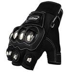 Steel Outdoor Reinforced Brass Knuckle Motorcycle Motorbike Powersports Racing Textile Safety Gloves (HF-Black, XXL)