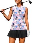 COOrun Womens Golf Shirt Collarless Polo Tank Tops with 1/4 Zip Sleeveless Athletic Tennis Shirts for Women