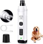 Casfuy Dog Nail Grinder with 2 LED Light for Large Medium Dogs - 3X More Powerful 2-Speed Electric Pet Nail Trimmer Rechargeable Quiet Painless Paws Grooming & Smoothing Tool