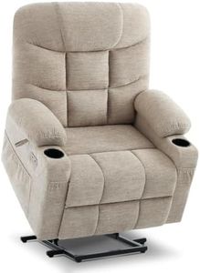 Tami Tami Dual Motor Power Lift Chair Recliner for Elderly with Massage and Heat, Infinite Position Electric Lift Recliner with USB A&C, Cup Holders (T6012 - Linen Fabric, Oatmeal, Oversized)