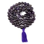 Crystu Natural Amethyst Mala Crystal Stone 10 mm Round Bead Jap Mala for Reiki Healing Stone for Unisex (Color : Purple)