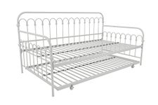 Novogratz Bright Pop Twin Metal Daybed and Trundle, Stylish & Multifunctional, Built-in Casters, White