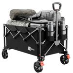 Sunula Festival Trolley with Brake - 250L Capacity & 330LB, Heavy Duty Folding Camping Wagon, All-Terrain Wheels, Patented 4-Way Folding, One-Click Adjustable Handle, Pull-Along Beach Cart - Black