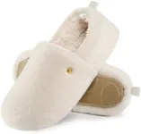 EverFoams Women's Closed-back Slippers Fuzzy Faux Wool Soft Lightweight Non-slip House Shoes Milky White, 11-12 US