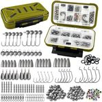 Vipfish Fishing Accessories Kit, 264/397PCS Hooks, Weights, Sinkers, Swivels, Snaps, Beads, Bobber Stops, for Saltwater & Freshwater Fishing, Tackle Box Included (Fishing Accessories Kit 264Pack)