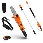 GARCARE Pole Chain Saw Cordless-20V 2.0Ah Battery Power 8 Inch Battery Chainsaw 8.7 Foot Max Reach Pole Saw for Tree Trimming Battery and Charger Included