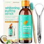 artnaturals Coconut Oil Pulling (8oz) Tongue Scraper & Toothbrush Set - Alcohol-Free Mouthwash - Infused with Magnesium & Peppermint for Teeth Whitening & Fresh, Healthy Breath and Gums