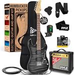 Pyle Electric Guitar Kit with Amp for Beginners Full Size 39 inch Instrument Package with Humbucker Pickups and Rock Amplifier Starter Set Bundle for Kids All Ages, Youth and Adults