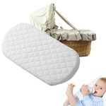 Moses Basket Foam Mattress Microfiber Fits Mamas & Papas and Mothercare Pram Crib Mattress Oval Shaped Bassinet Baskets Washable Quilted Cover Made in UK (66 x 28 x 4)