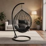 Kaushalendra Hammock Swing for Adult - Hanging Chair with Stand, Indoor Jhula, Heavy Duty, 150 kg Capacity, Includes Cushion, 1 Person