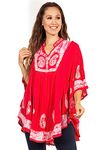 Sakkas 30A - Amori V-Neck Embroidery Poncho Top/Cover Up - Pink/White - OS