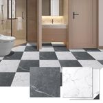 Art3d Peel and Stick Vinyl Floor Tiles 30-Pack 12 x 12 inch, Self Adhesive Waterproof Flooring Planks for Kitchen, Dining Room, Bedrooms, Cover 30 Sq. Ft, Grey & White Marble (15 Tiles per Color)