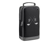 Personalised Golf Shoe Bag Embroidered with Cross Golf Club Design Black