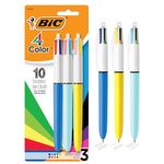 BIC 4-Color Original and Fashion Retractable Ball Pens, Medium Point (1.0mm), 3-Count Pack, Retractable Ball Pen With Long-Lasting Colorful Ink