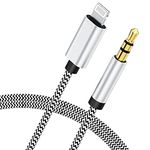 esbeecables [Apple Mfi Certified] Iphone To 3.5Mm Car Aux Stereo Audio Cable(3Ft/1M),Lightning To 3.5Mm Nylon Aux Adapter Compatible With Iphone 14/13 Pro/12/11/Xs/Xr/X 8 7/Ipad To Home Stereo Silver